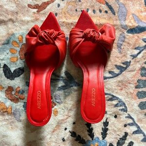 Arezzo Red Women's Mules with Bow Detail